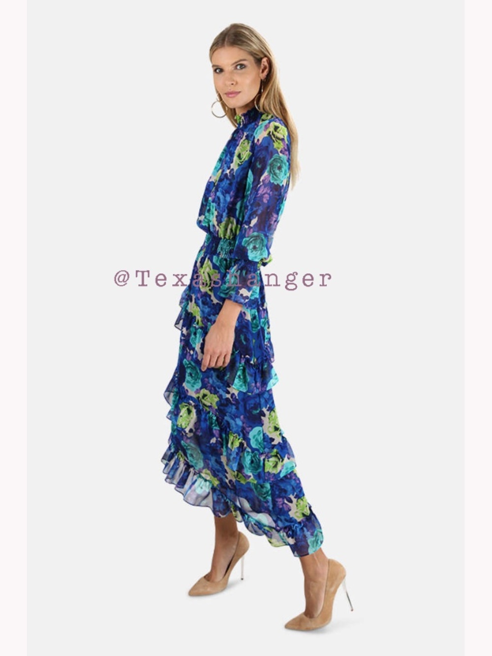 Misa LA NWT Rania Chiffon Midi Dress S Small Dress Electric Floral
